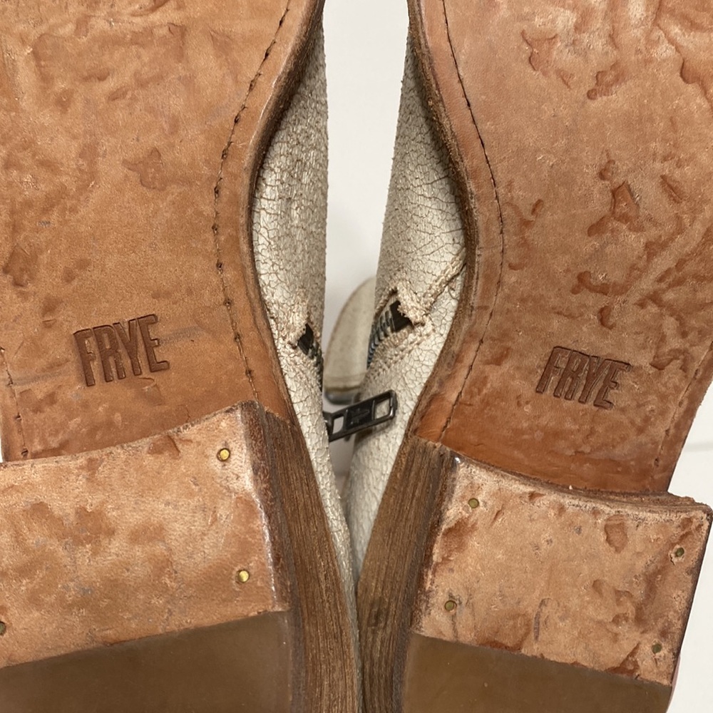 Frye Carson Piping Booties Off White Cream Distressed Color - Picture 15 of 17